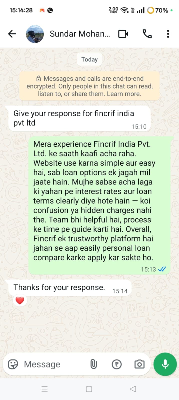 WhatsApp feedback 4